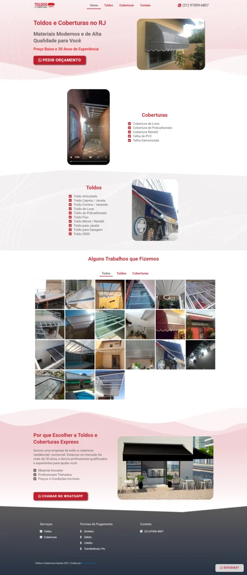 Site da Toldos e Coberturas Express