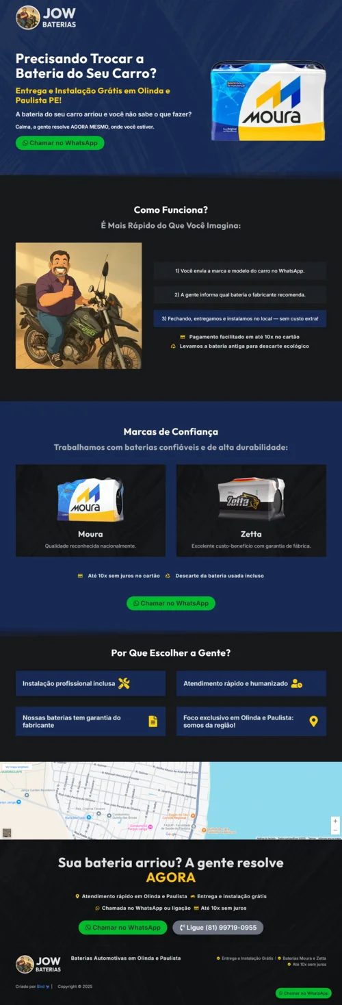 Landing Page Jow Baterias